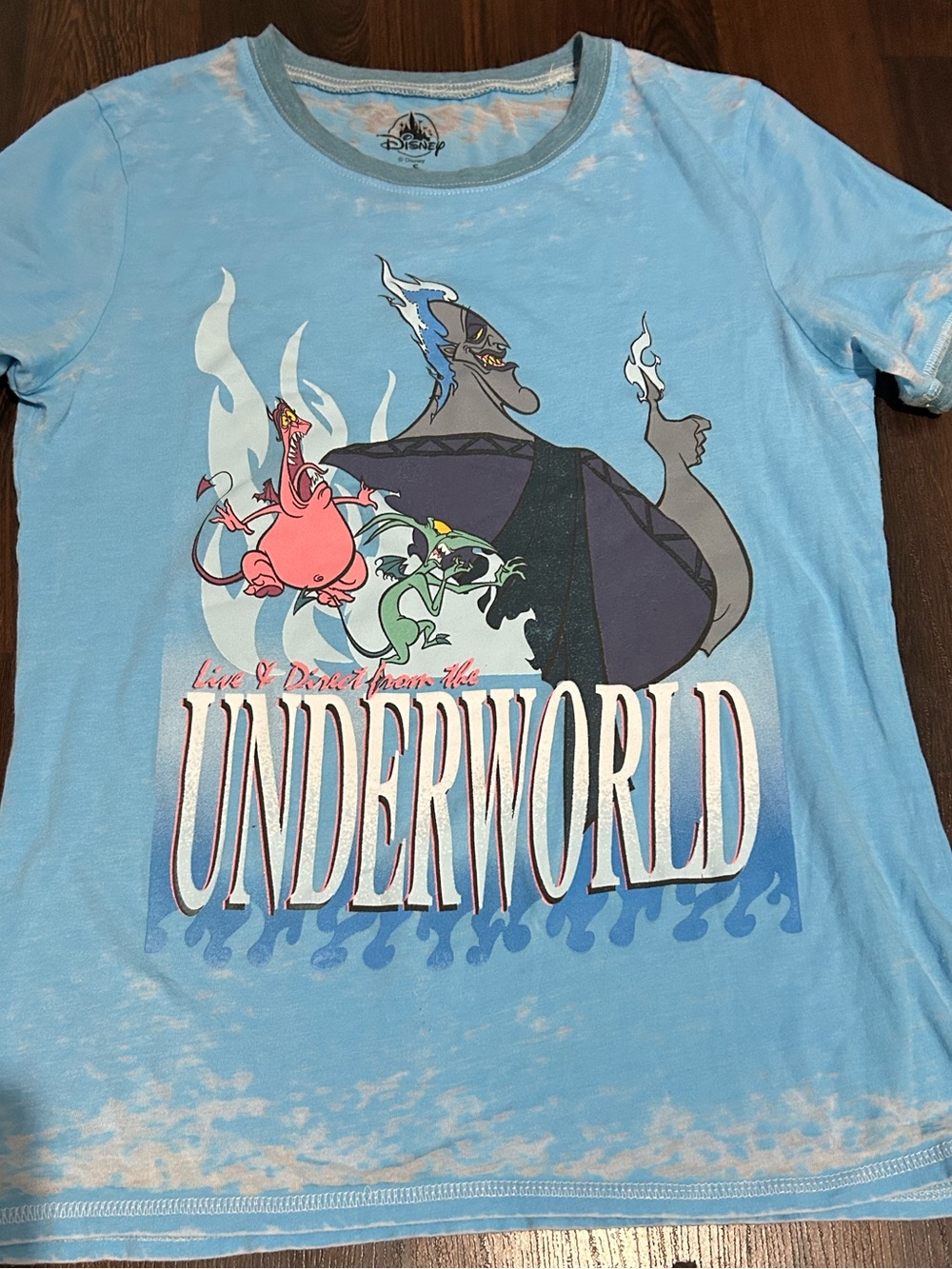 Disney Light Blue 'Underworld' Graphic Tee with Multicolor Print